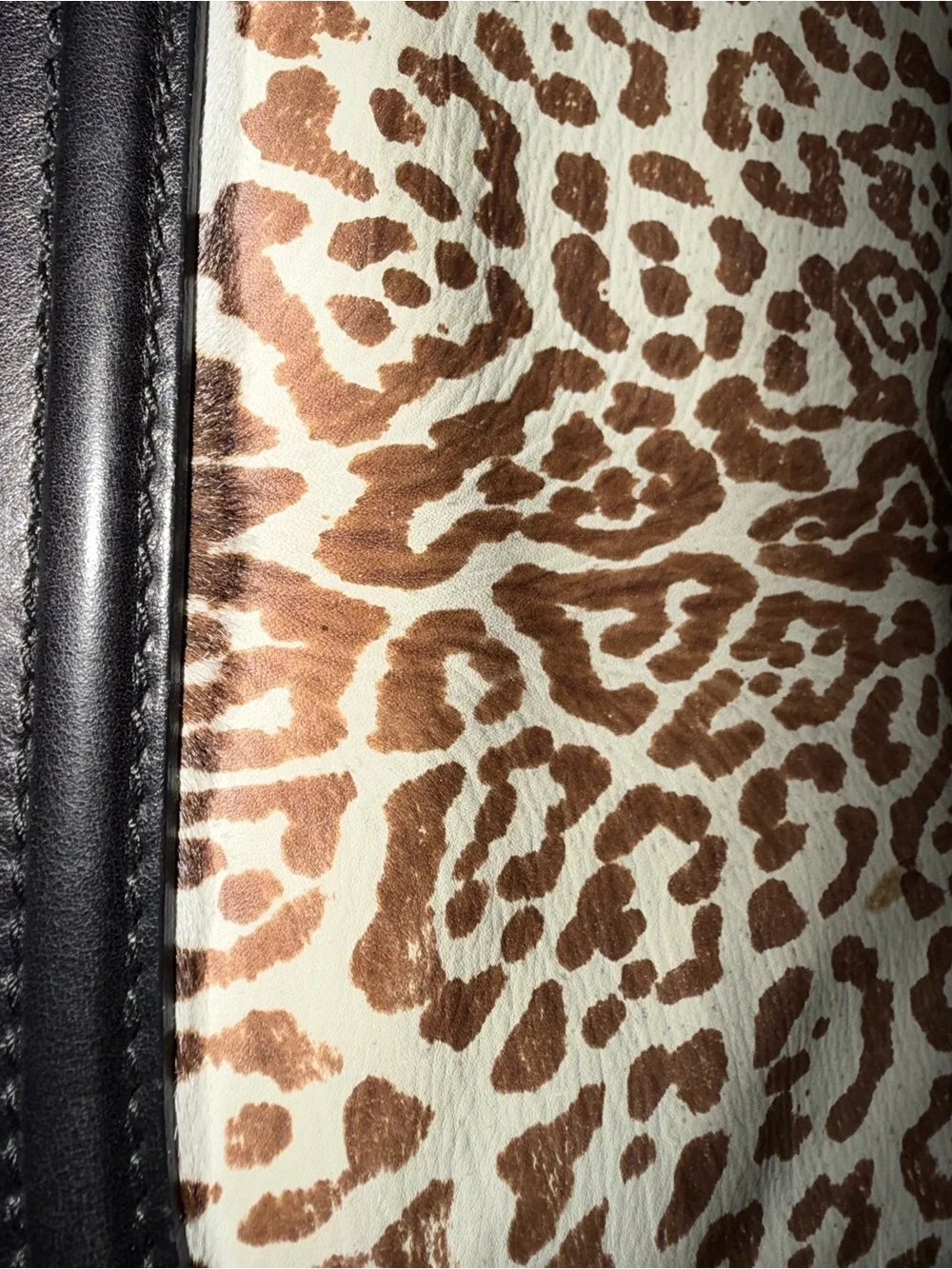 GUCCI Vintage Bamboo Leopard 2way Handbag Crossbody Bag Pony Calf Hair Gray